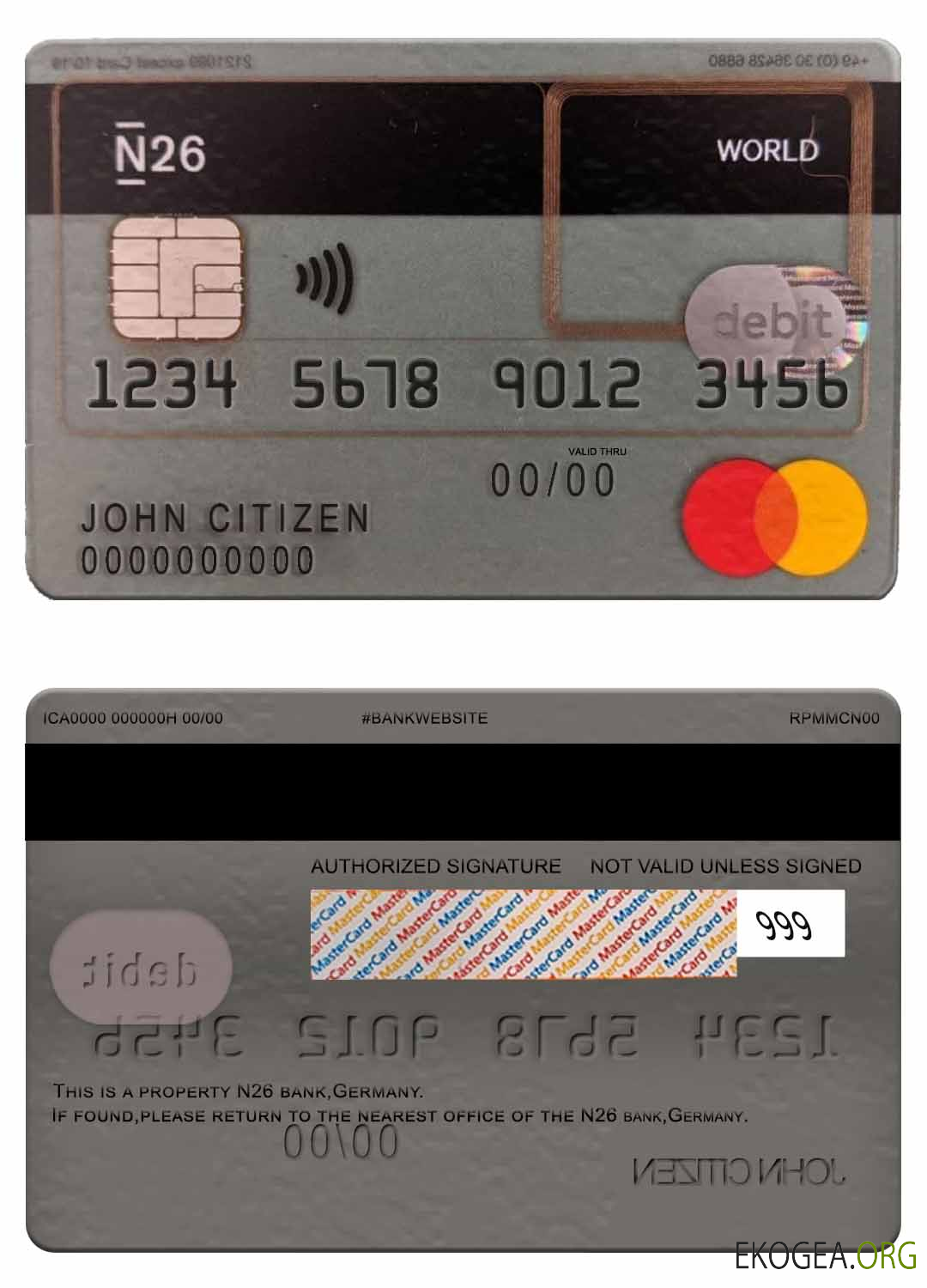 Mastercard de débit bancaire Allemagne N26